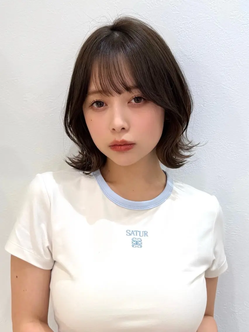 ミディアム カット ヘアカラー トリートメント 新宿/髪質改善/ボブ 韓国レイヤー大重聖斗のヘアスタイル