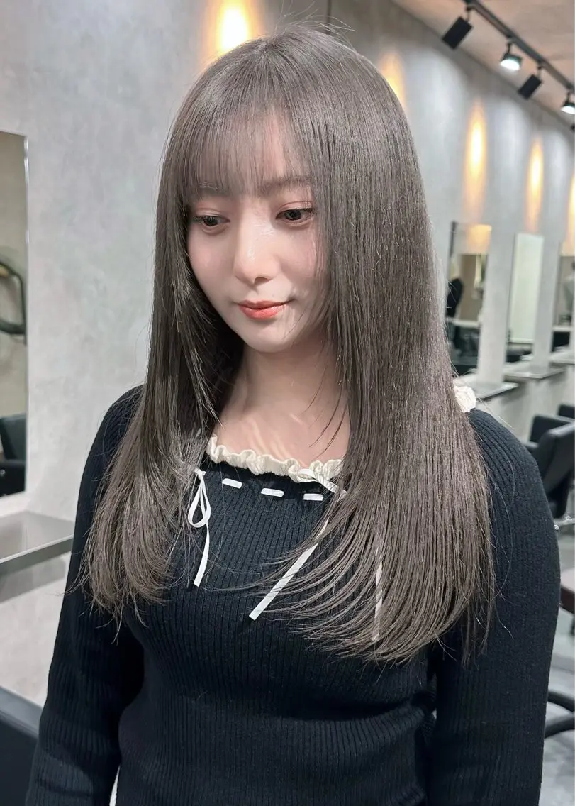 ロング カラー ヘアアレンジ グレージュ レイヤーカット 境町/透明感カラー/ レイヤー/中茎涼太のヘアスタイル