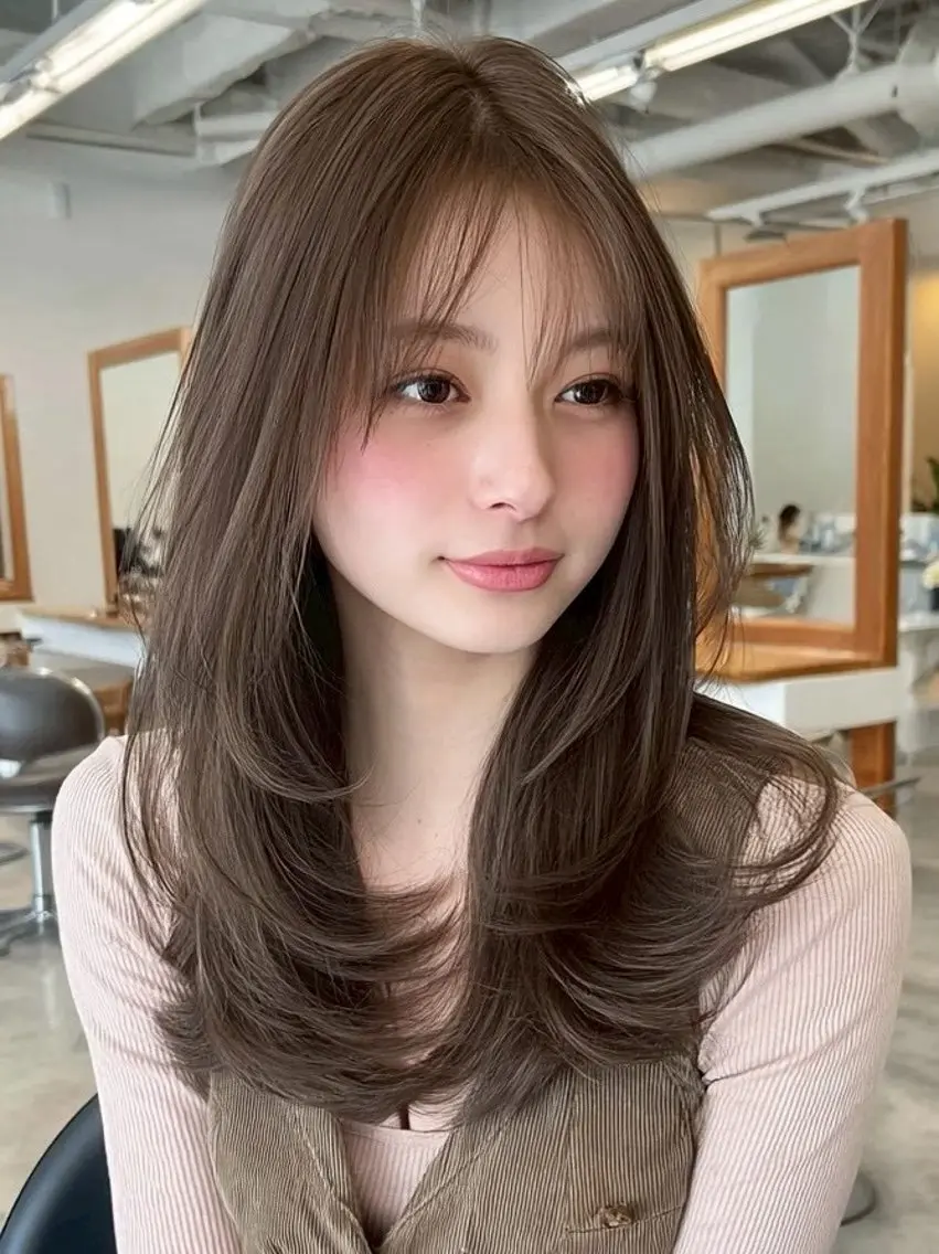 ロング カラー カット ヘアカラー トリートメント ✂️垢抜け/トレンド レイヤー/韓国/IRのヘアスタイル