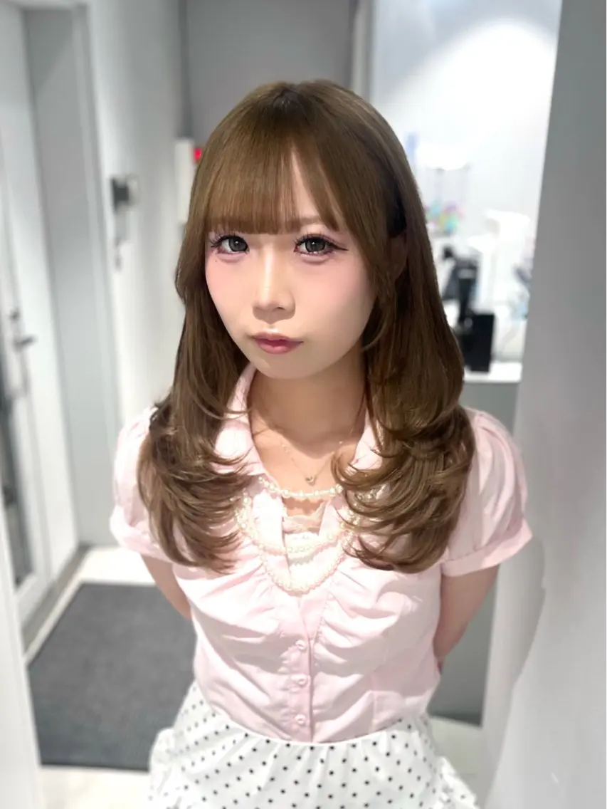 ロング レイヤーカット 無料カットモデル 指名率No.1✅ユナのヘアスタイル