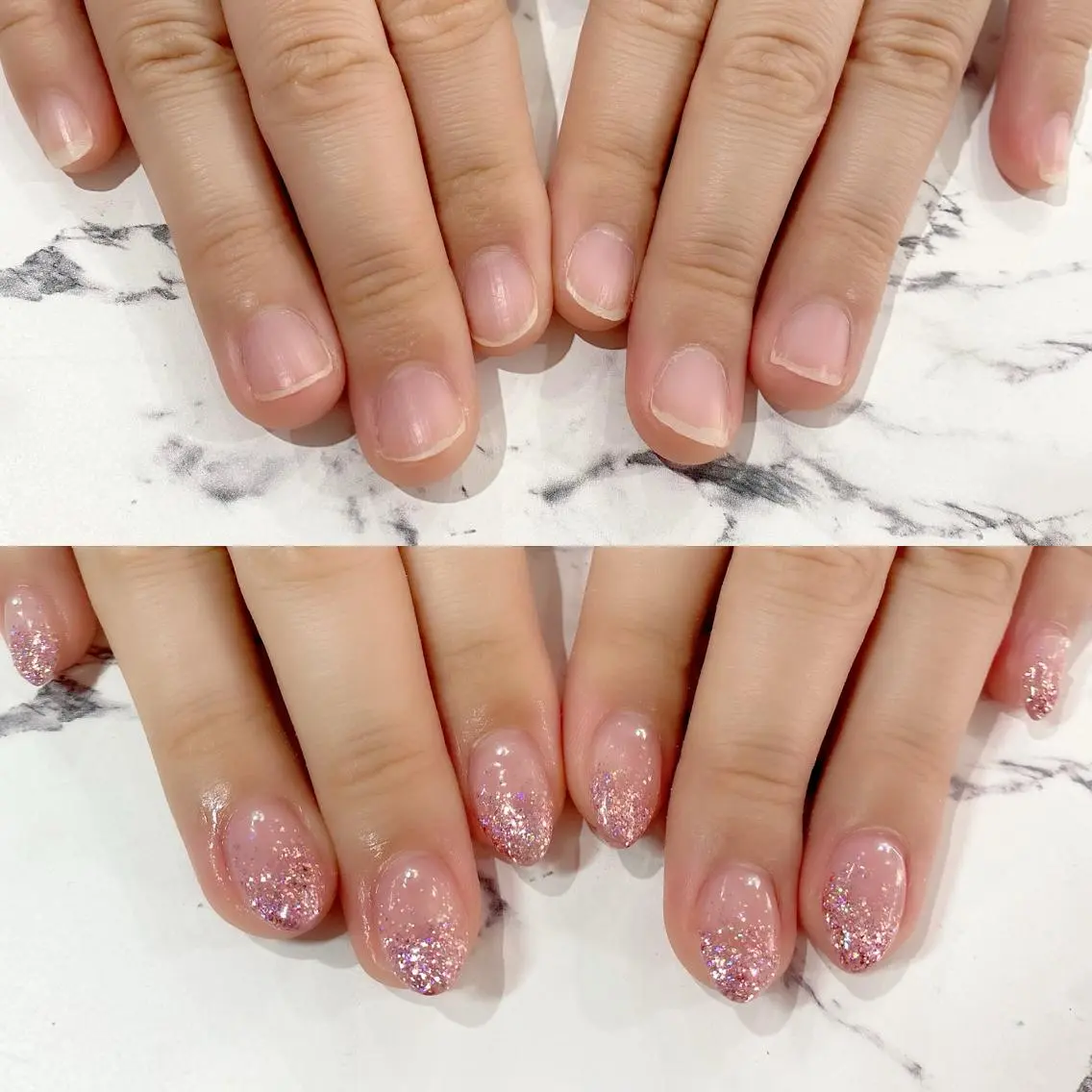 ネイル グラデーション ラメ(グリッター) ラメグラデーション ピンク スカルプネイル Salon Ｋのネイルデザイン