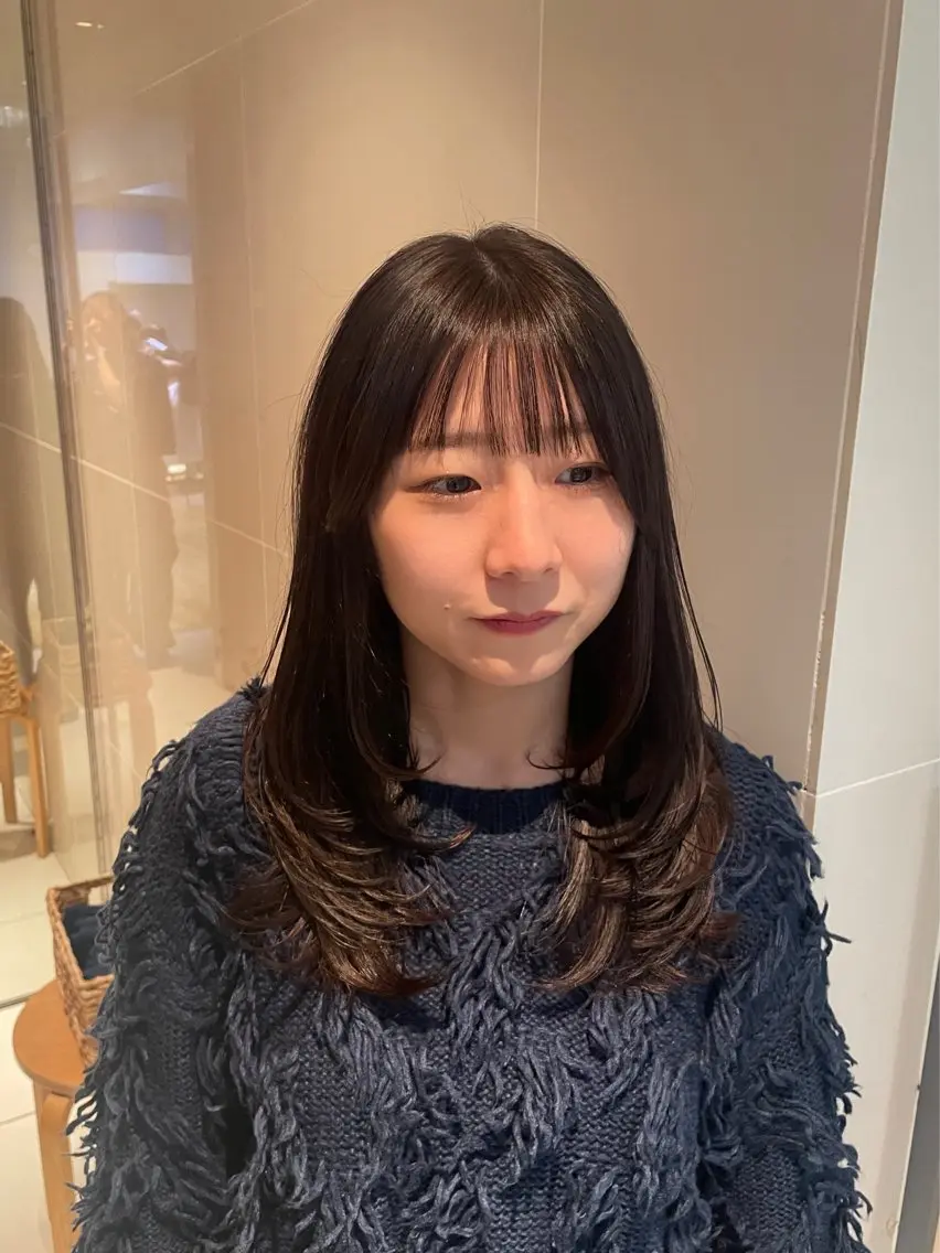 セミロング カラー レイヤーカット カット ヘアカラー トリートメント 縮毛矯正/レイヤー 🌙児玉光瑠のヘアスタイル