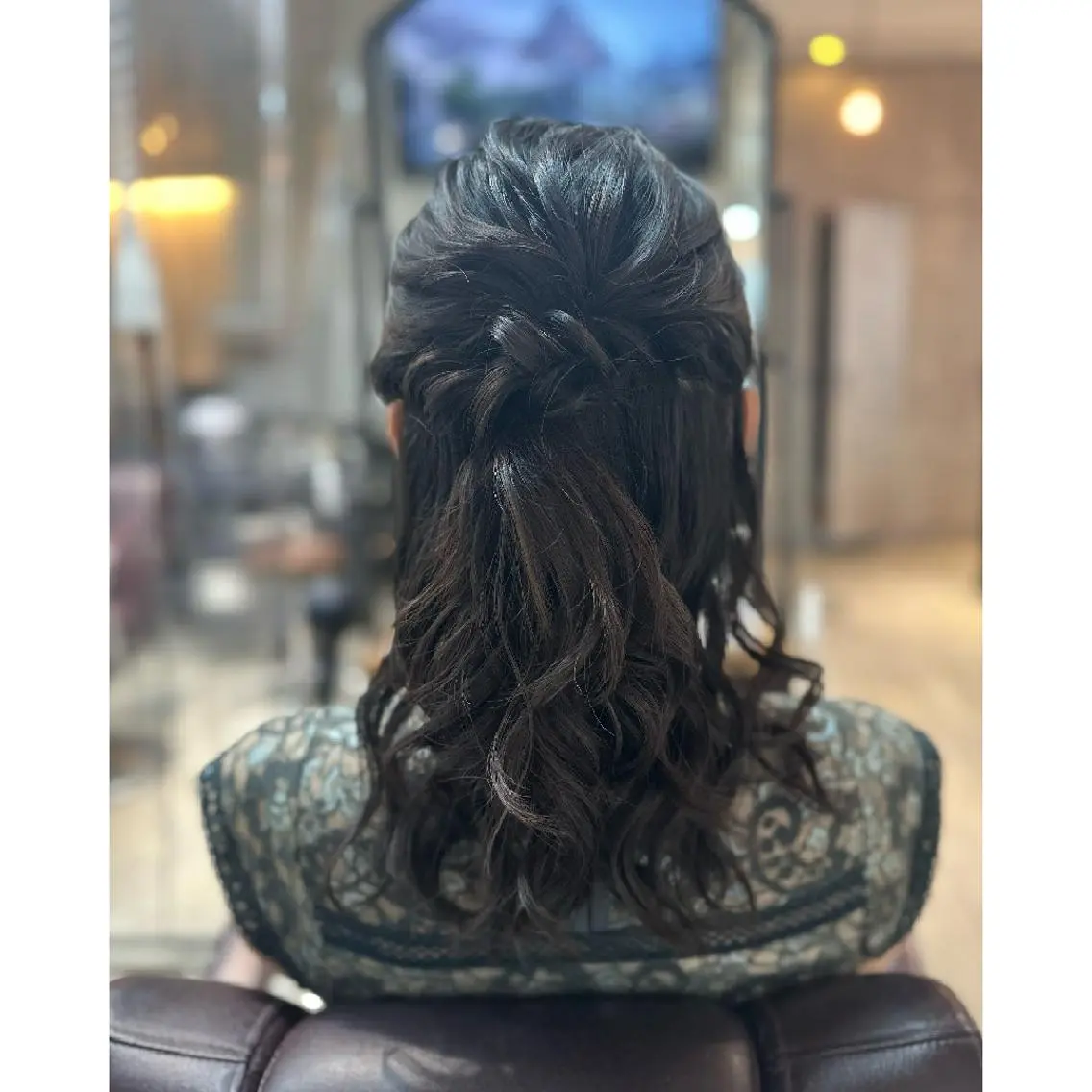 ロング カラー パーマ ヘアアレンジ メンズ キッズ ハーフアップ 結婚式・ブライダル ヘアセット BRAIDS💎愛子 大人ハイライト💎のヘアスタイル