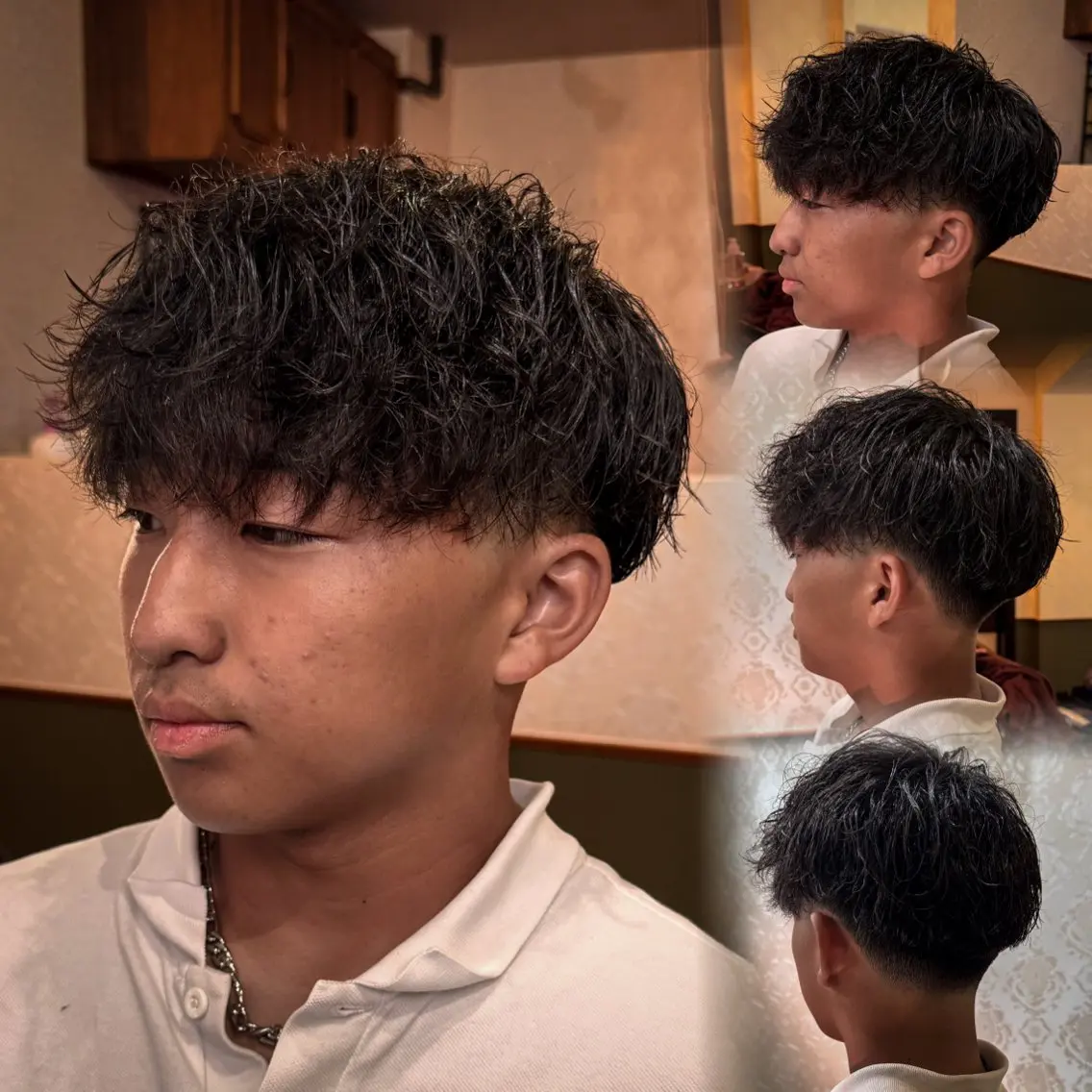 ショート パーマ メンズ フェードカット メンズパーマ カット パーマ メンズカット✂️ メンズパーマ💈三上のヘアスタイル