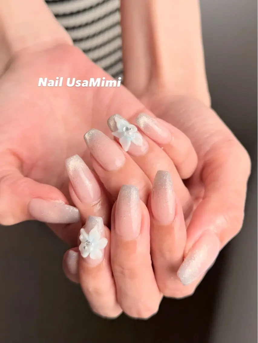 ネイル アートネイル ジェルネイル キラキラネイル オフィスネイル 春ネイル ハンドネイル Nail Usa Mimi ASAKOのネイルデザイン