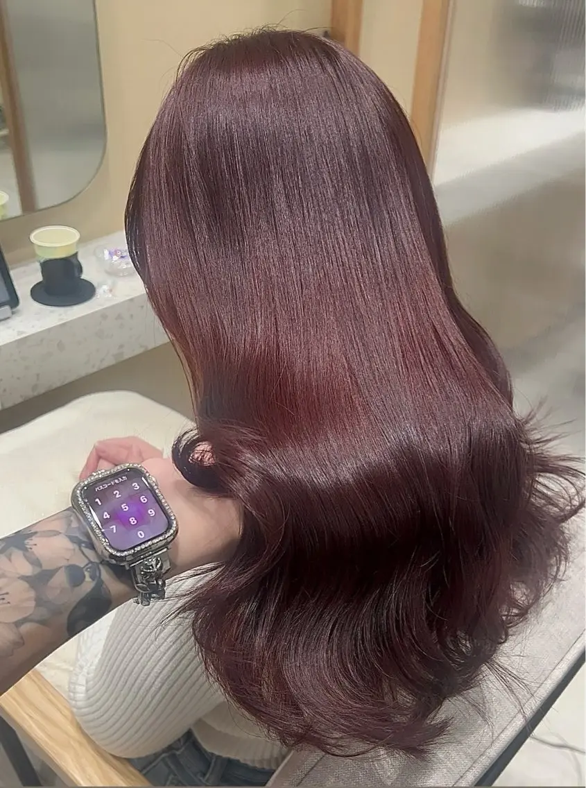 セミロング ピンクブラウン ピンクラベンダー 顔周りカット 髪質改善 韓国風ヘア カット ヘアカラー トリートメント 💎髪質改善/透明感 💎mizuki💎のヘアスタイル