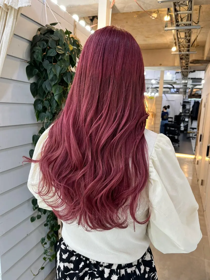 ミディアム カラー ピンクカラー カット ヘアカラー トリートメント GiseL 博多筑紫口店のヘアスタイル