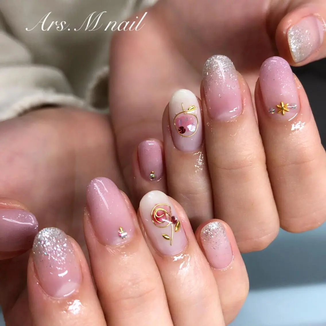 ネイル ストーンネイル ハンドネイル Ars.M nailのネイルデザイン