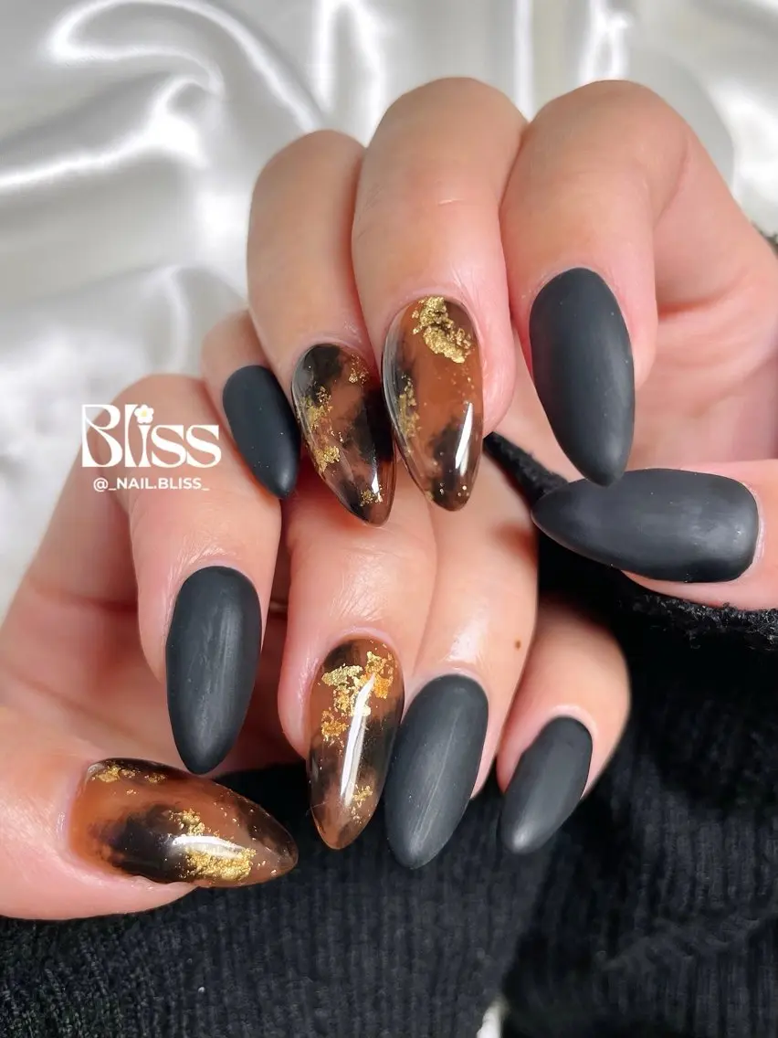ネイル べっ甲ネイル マットネイル ハンドネイル NAIL BLISSのネイルデザイン