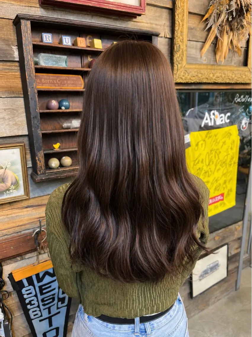 ロング カラー ベージュカラー 透明感カラー パープルカラー ヘアカラー トリートメント 川崎 かなでのヘアスタイル