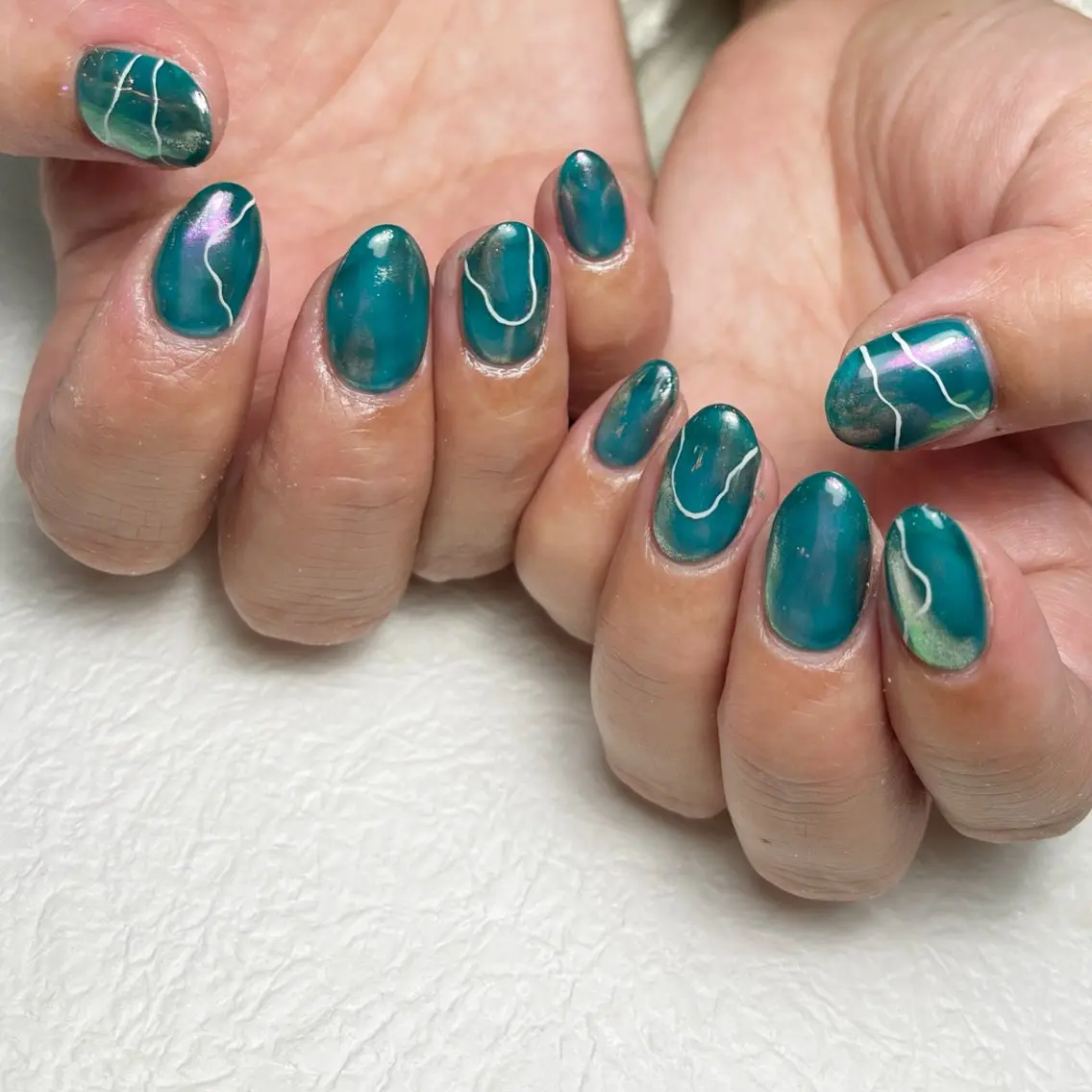 ネイル アートネイル ブルー フットネイル ジェルネイル キラキラネイル Y nail なんば堀江店のネイルデザイン
