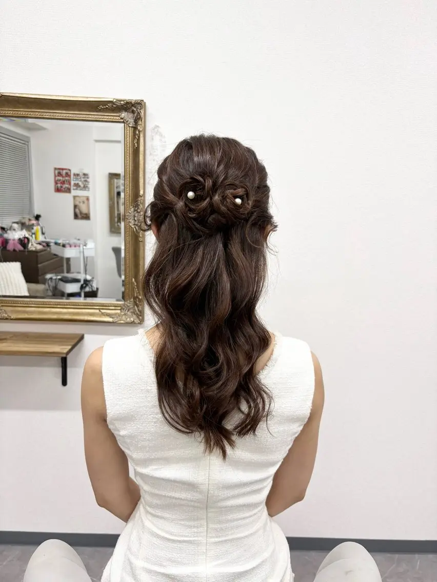 ヘアアレンジ ハーフアップ ヘアセット ヘアサロン ミカヅキのヘアスタイル