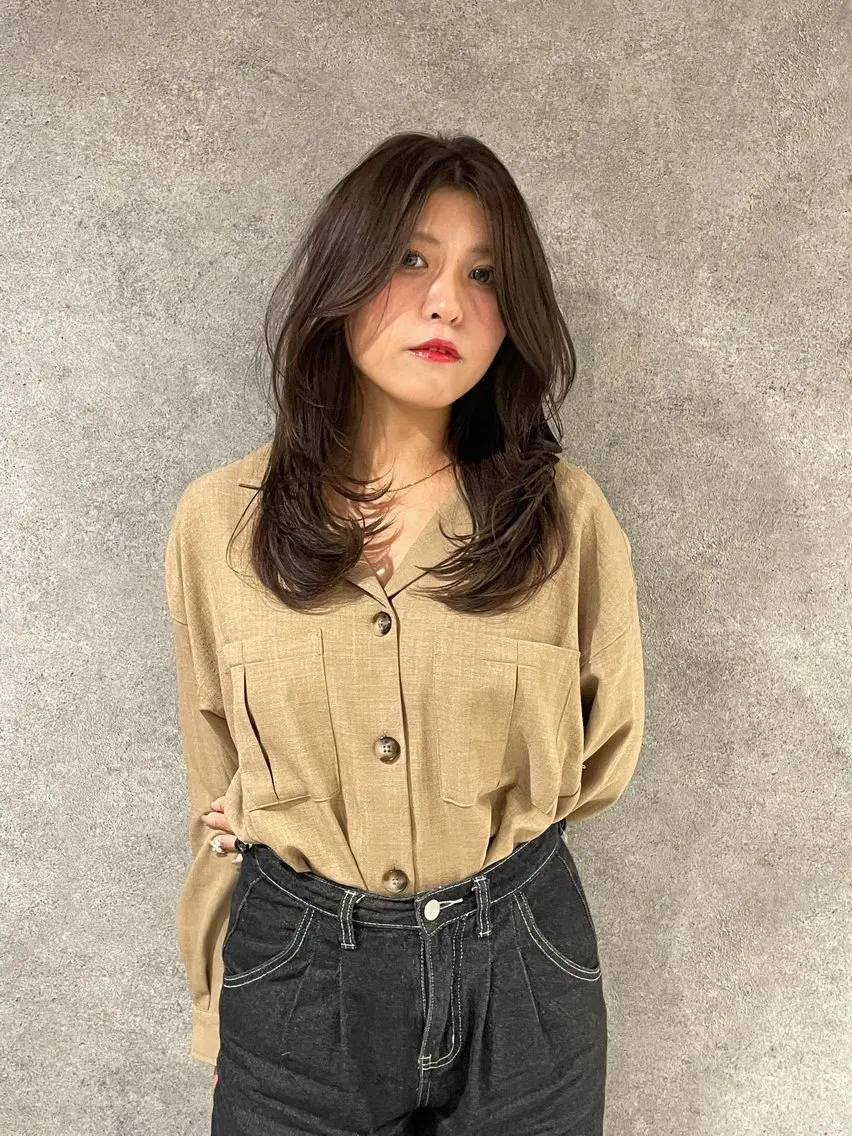 ロング ロングレイヤー 韓国風ヘア レイヤーカット ロング ウルフカット カット ヘアカラー トリートメント 髪質改善縮毛矯正 ◽️河野泰貴のヘアスタイル