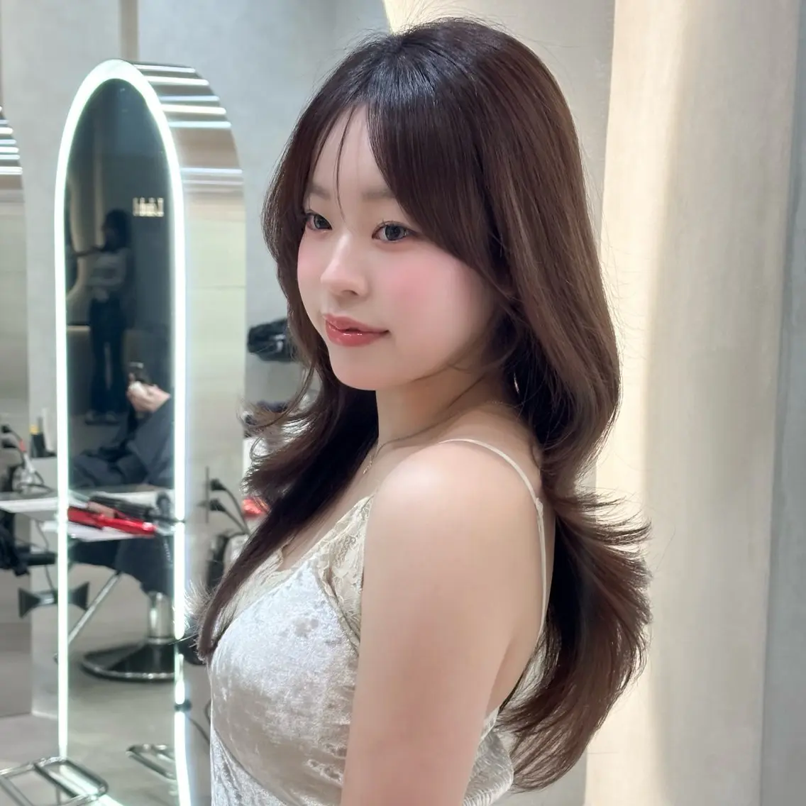 ロング カット ヘアカラー トリートメント 縮毛矯正/韓国ヘア /レイヤー🎀ミズキのヘアスタイル