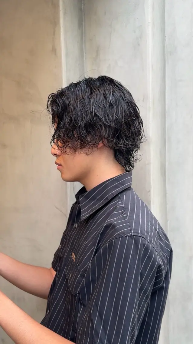 ミディアム パーマ メンズ カット パーマ 髪質改善/メンズヘア 上野 聖斗🌱‬‪のヘアスタイル