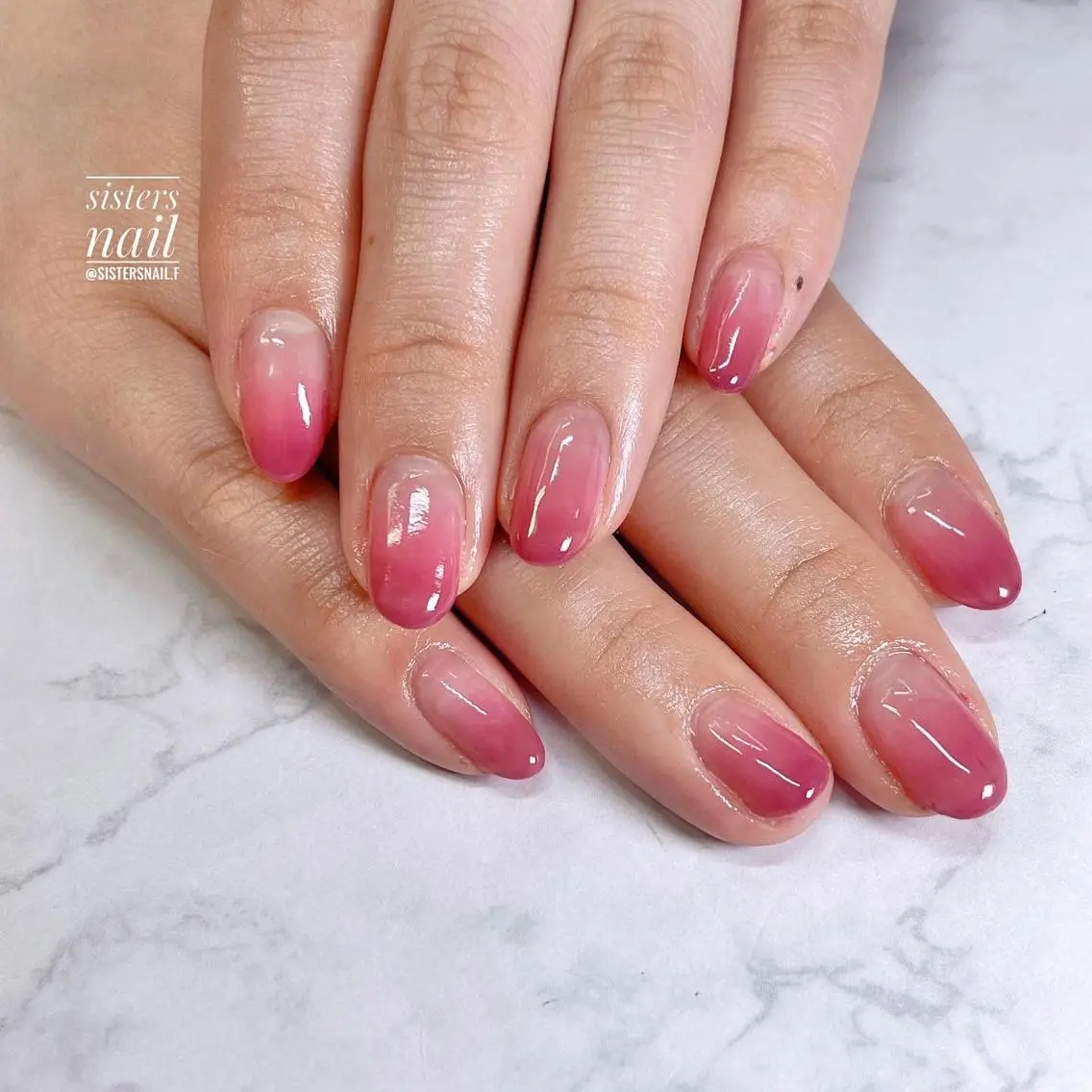 ネイル アートネイル フラワーネイル グラデーション オフィスネイル パープル sisters nail.fのネイルデザイン
