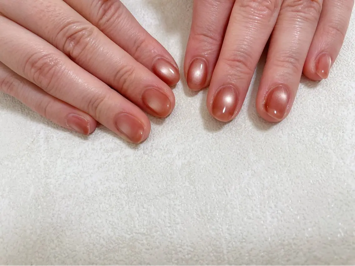 ネイル オーロラネイル ブルー ブラウン フットネイル フレンチネイル kiki nail たまプラーザのネイルデザイン