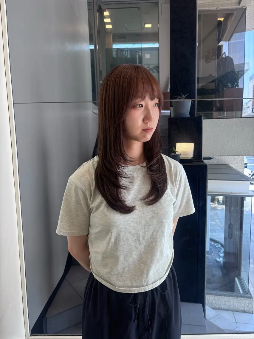 セミロング カット ヘアカラー トリートメント 竹田 佳奈のヘアスタイル