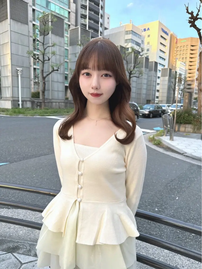 セミロング カラー ブリーチ 透明感カラー ダブルカラー ブリーチなしカラー 海音 心斎橋美容室のヘアスタイル