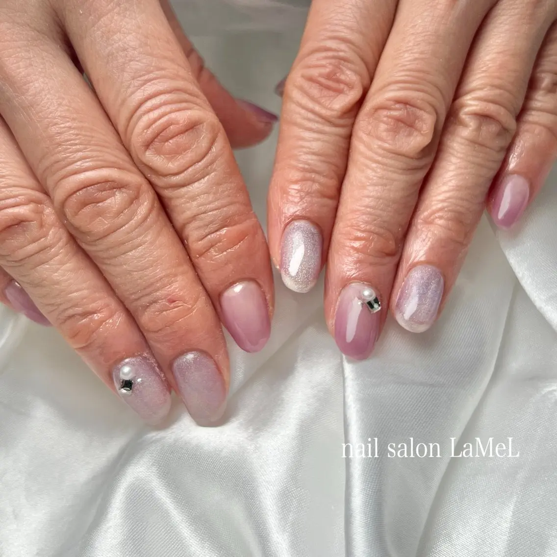 ネイル グラデーション ラメ(グリッター) ピンク ハンドネイル 【nailsalon LaMeL】岡崎のネイルデザイン