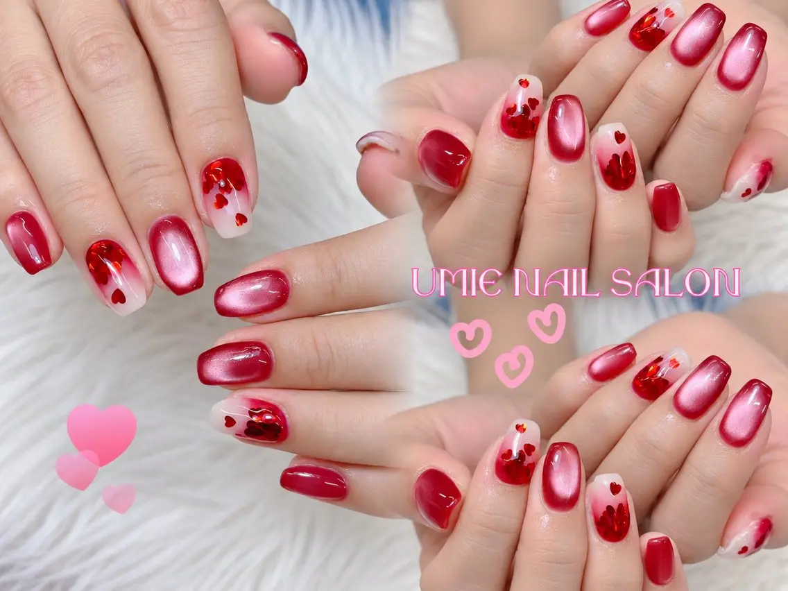 ネイル フットネイル フレンチネイル ジェルネイル ガラスフレンチ マグネットネイル ハンドネイル UMIE NAIL SALONのネイルデザイン