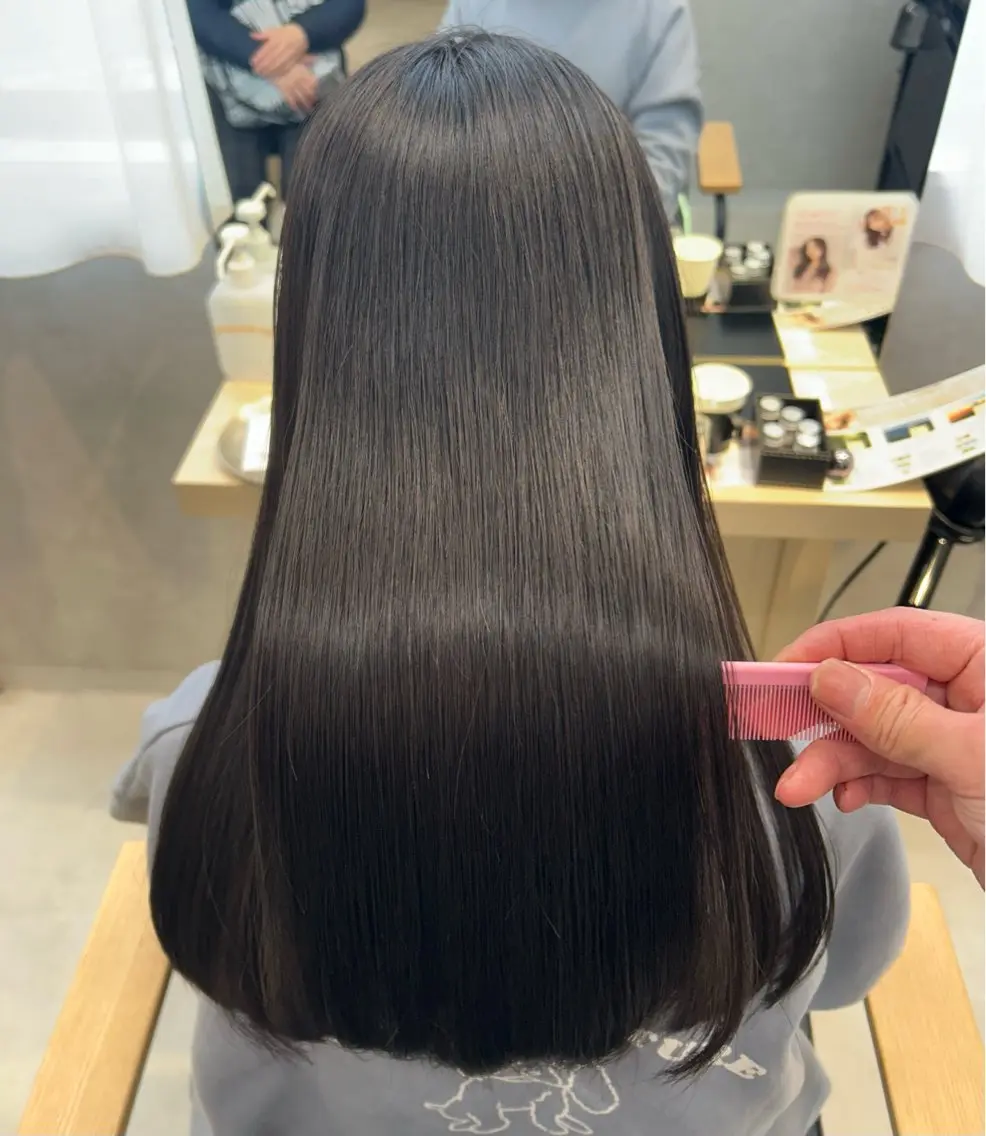 ロング カット 縮毛矯正 トリートメント 天野 涼のヘアスタイル