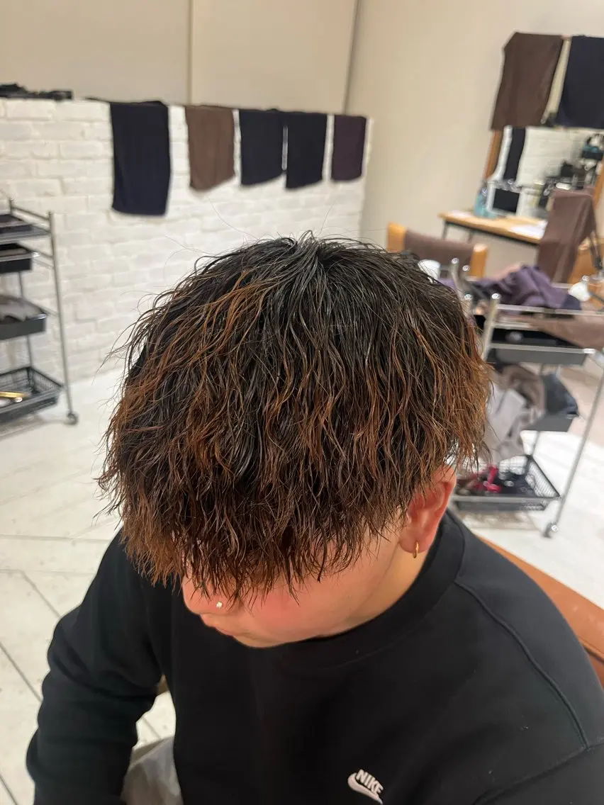 ショート パーマ カット パーマ メンズ特化 山崎  蓮のヘアスタイル