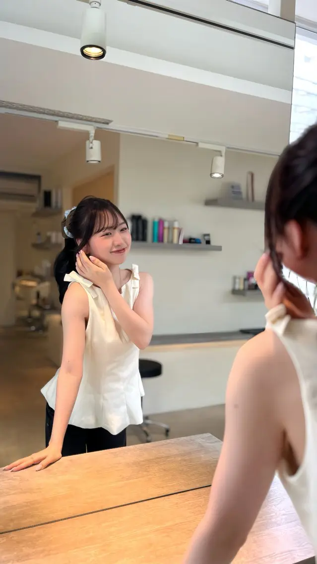 セミロング 小顔カット 縮毛矯正 トリートメント カット 縮毛矯正 トリートメント ♥️褒められ艶髪× 髪質改善/ゆず♥️のヘアスタイル