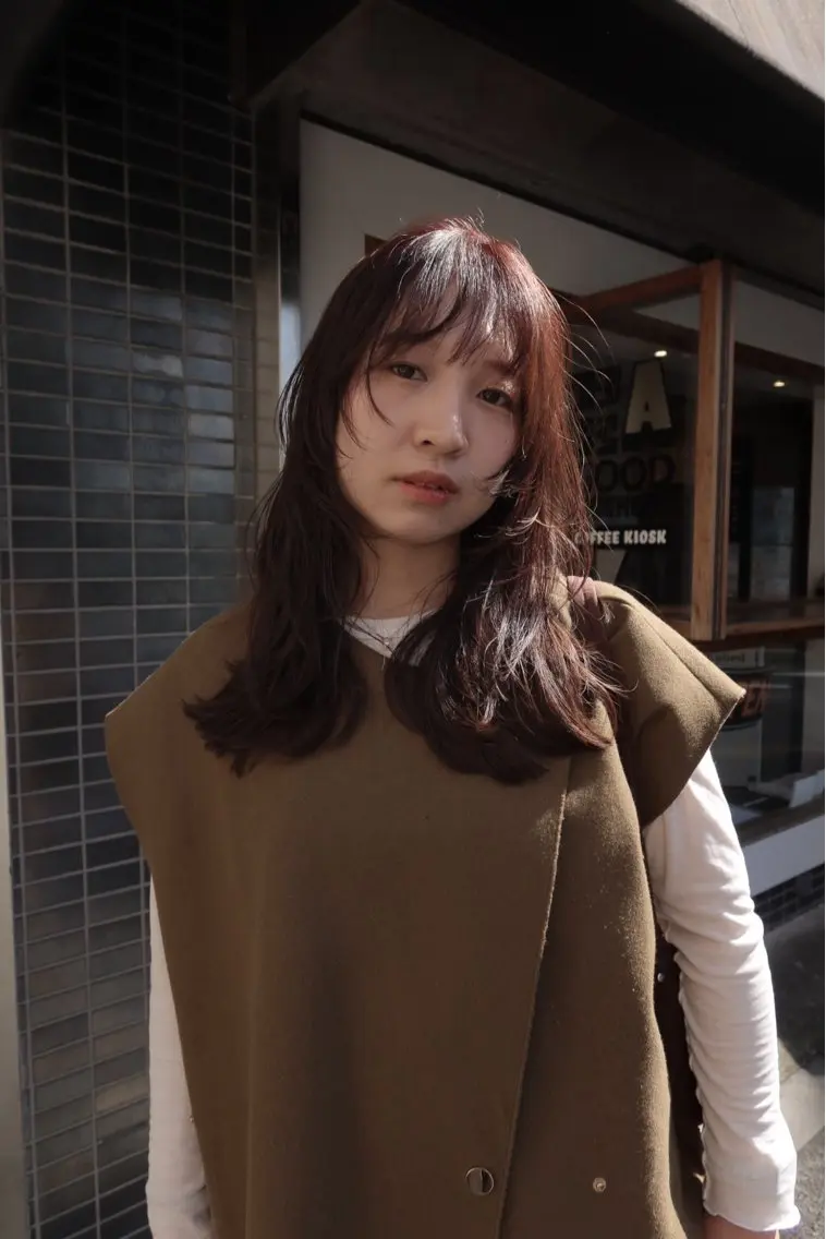 ロング カラー ブラウンカラー くびれヘア 髪質改善 くびれレイヤー レイヤーカット カット ヘアカラー 縮毛矯正 トリートメント コハラ マリのヘアスタイル