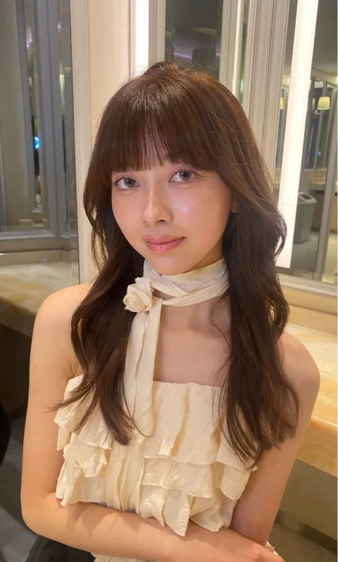 ロング カラー ブラウンカラー 似合わせカット 上田 涼香のヘアスタイル