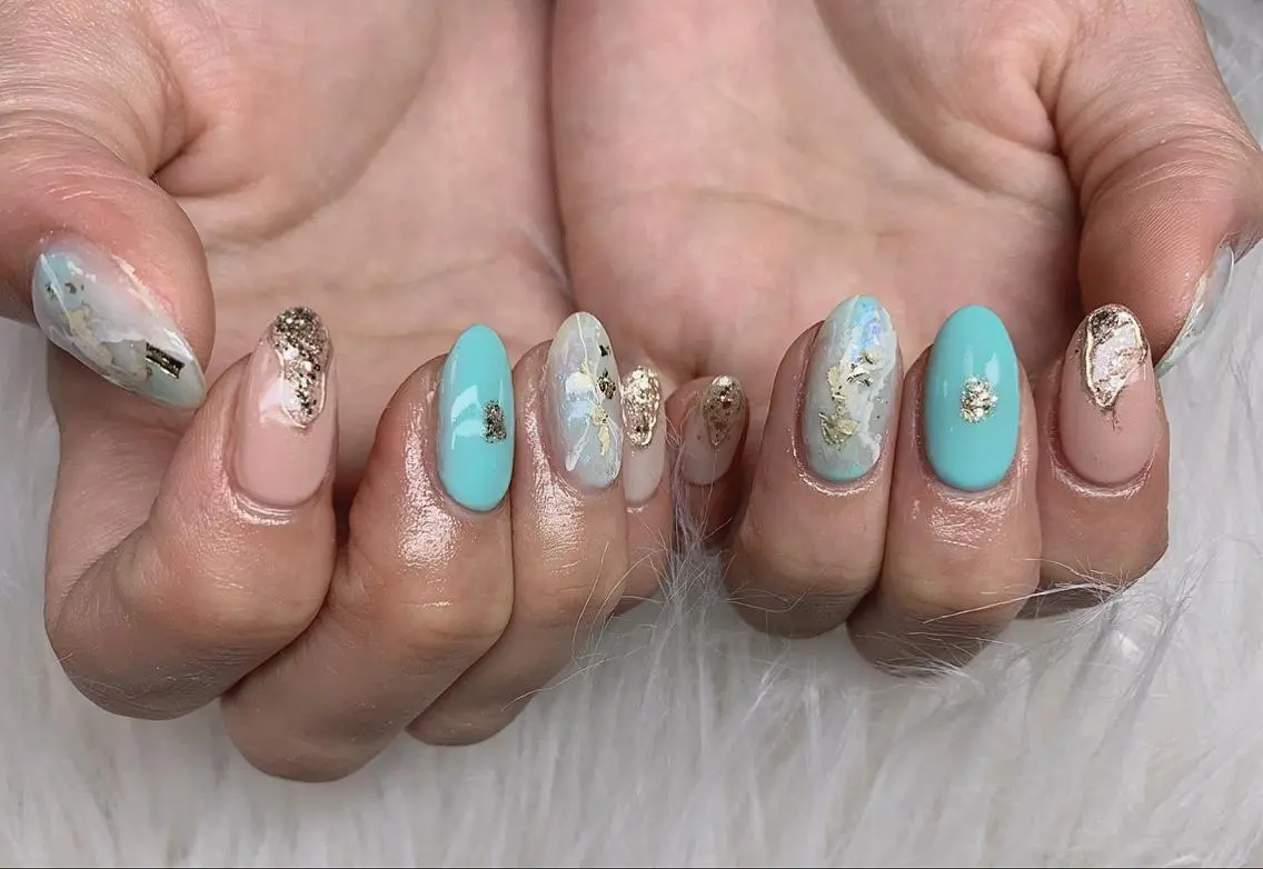 ネイル 大理石ネイル(マーブル) ミラーネイル For u nailのネイルデザイン