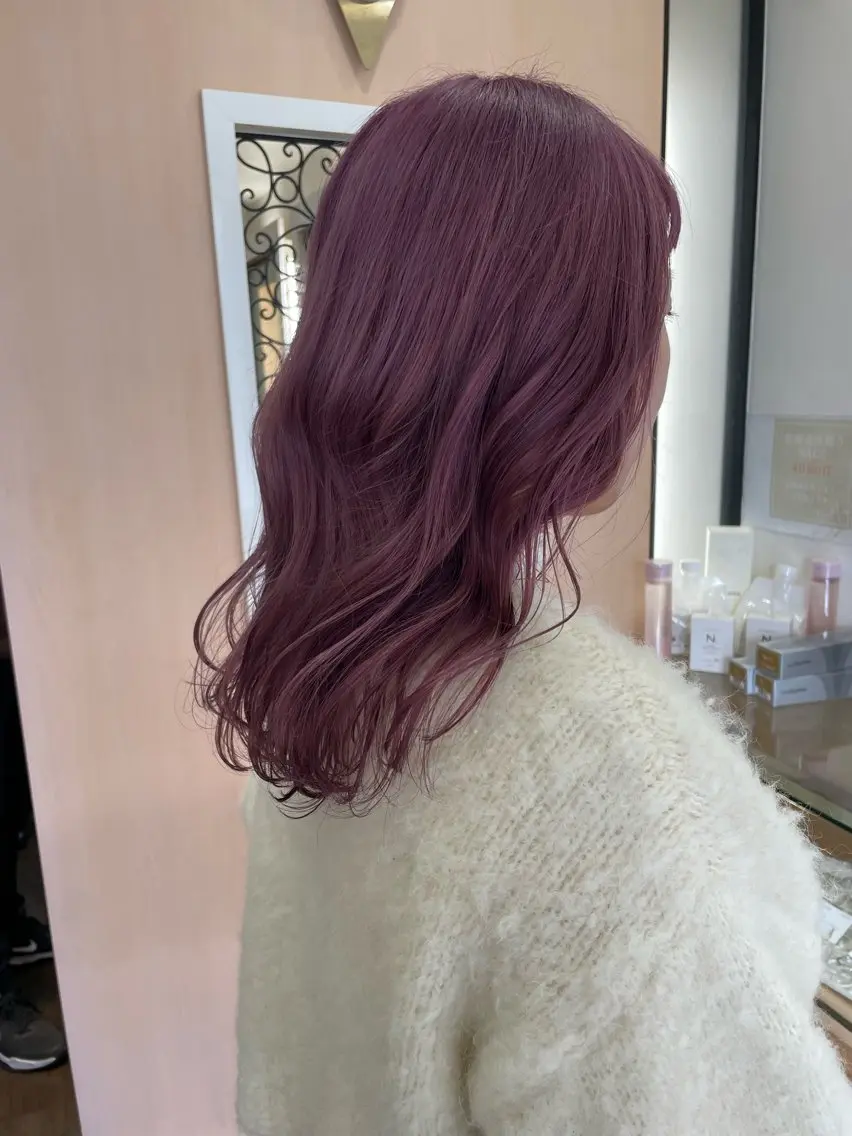 セミロング カラー ヘアアレンジ ピンクカラー HairMake 3 🐬NANAMIのヘアスタイル
