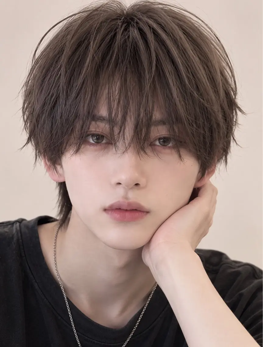 ショート カラー メンズ メンズ韓国風 透明感カラー グレージュ モカグレージュ 韓国風ヘア ヘアカラー メンズ韓国系カラー /YUTAのヘアスタイル