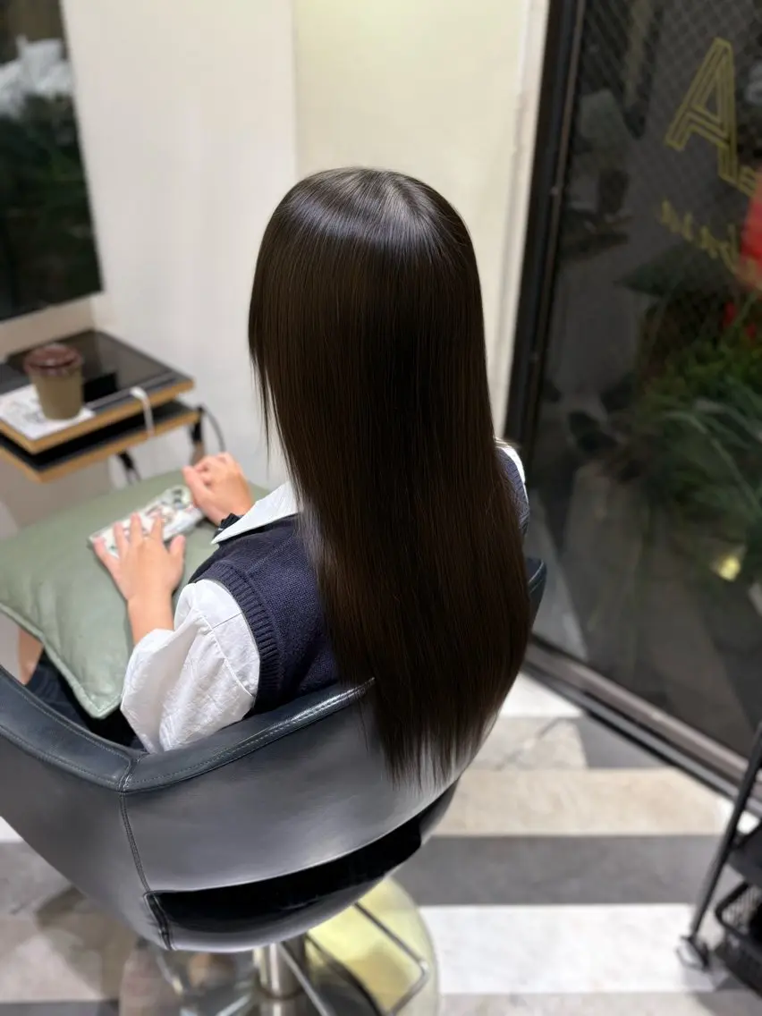 ロング 縮毛矯正 久保 佑真のヘアスタイル