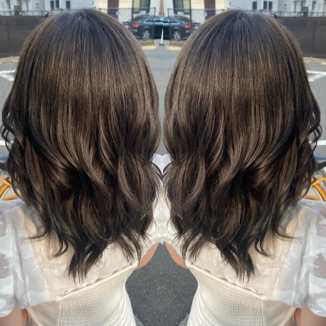 セミロング カラー 🪼高評価🪼 💎柴崎の藤咲💎のヘアスタイル