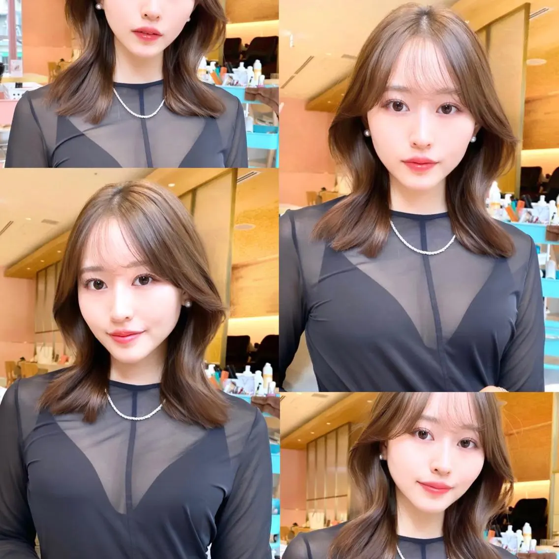 ミディアム 顔周りカット 韓国風ヘア レイヤーカット カット ヘアカラー トリートメント 韓国くびれレイヤー 🇰🇷はづきのヘアスタイル