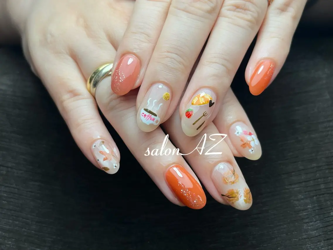 ネイル アートネイル 長さ出し フットネイル フレンチネイル ジェルネイル ハンドネイル salon AZのネイルデザイン