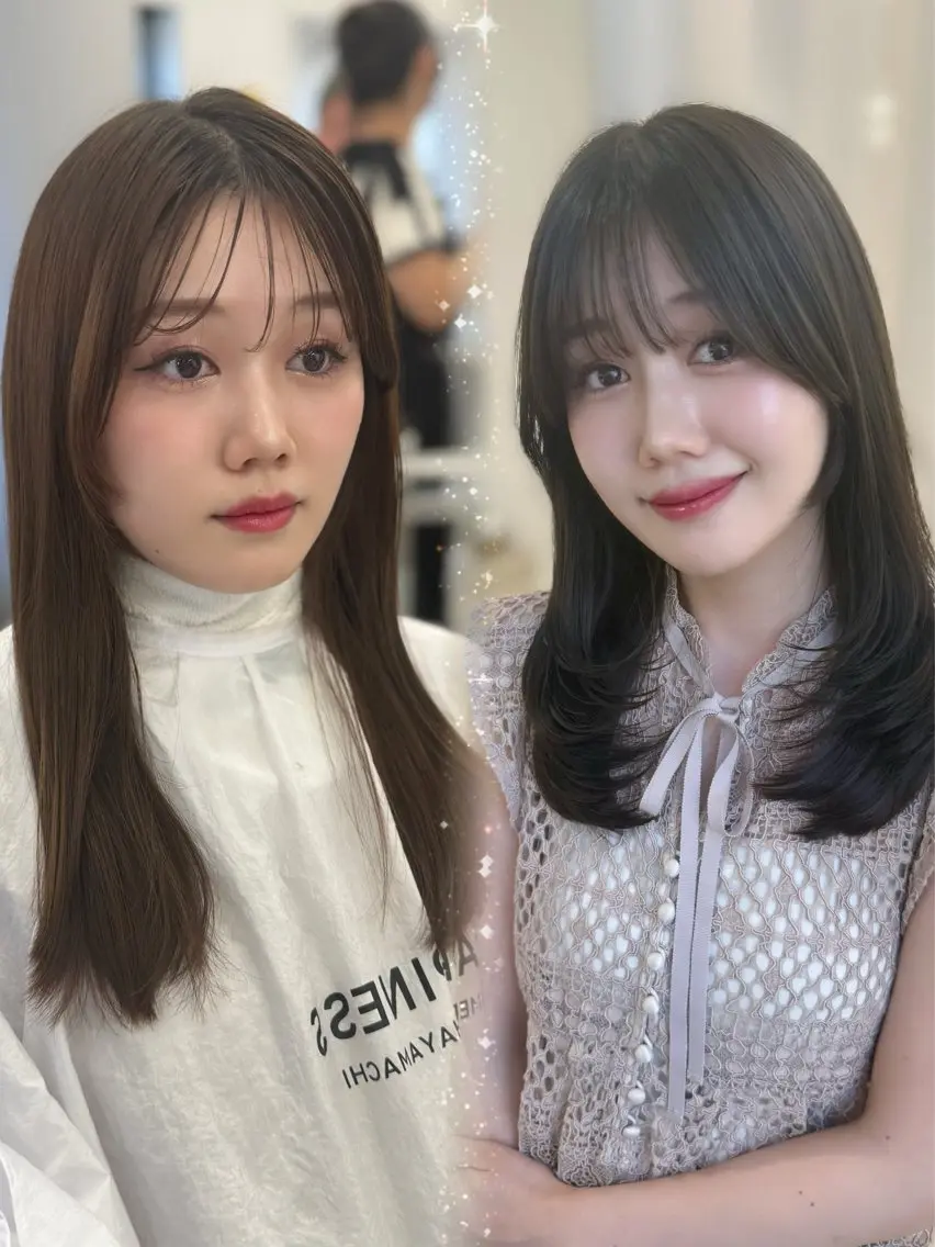 セミロング カラー 曽根 玲奈のヘアスタイル