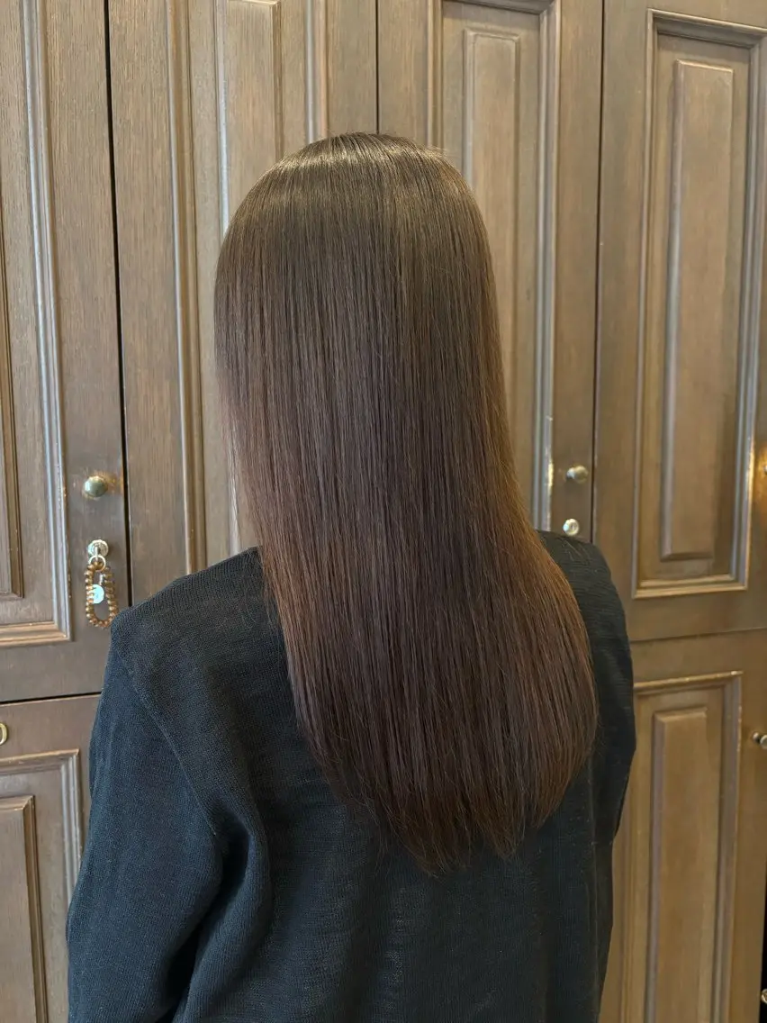 ロング 縮毛矯正 縮毛矯正 湯浅 菜月のヘアスタイル
