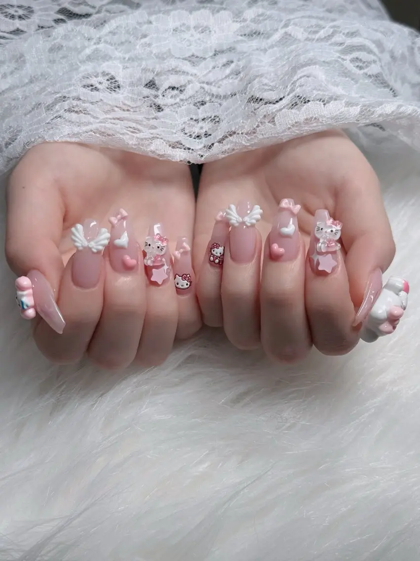 ネイル フレンチネイル ジェルネイル ガラスフレンチ ハロウィン ハート ハンドネイル H.baby Nail Salonのネイルデザイン
