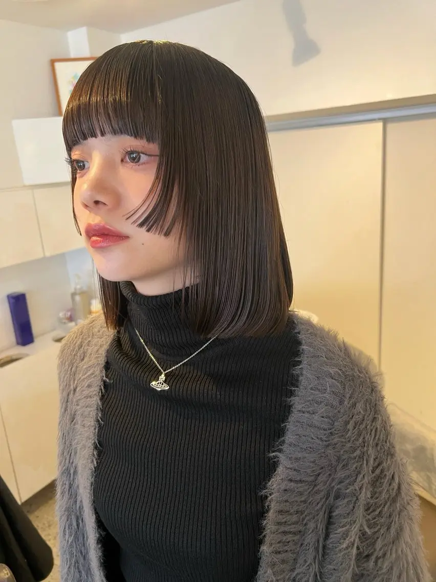 ミディアム カット ヘアカラー ボブ/透明感カラー Fukaのヘアスタイル