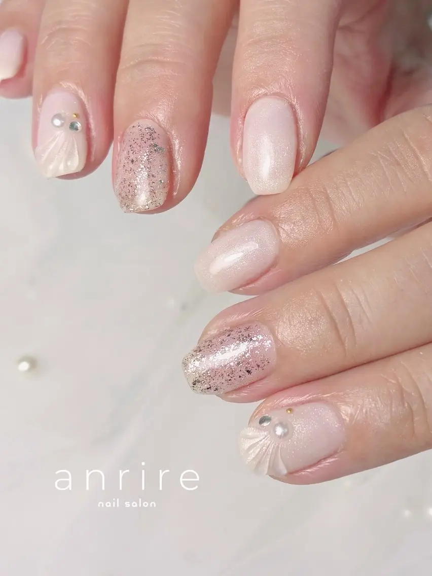 ネイル アートネイル キラキラネイル ラメ(グリッター) オフィスネイル ぷっくりネイル ハンドネイル nailsalon anrireのネイルデザイン