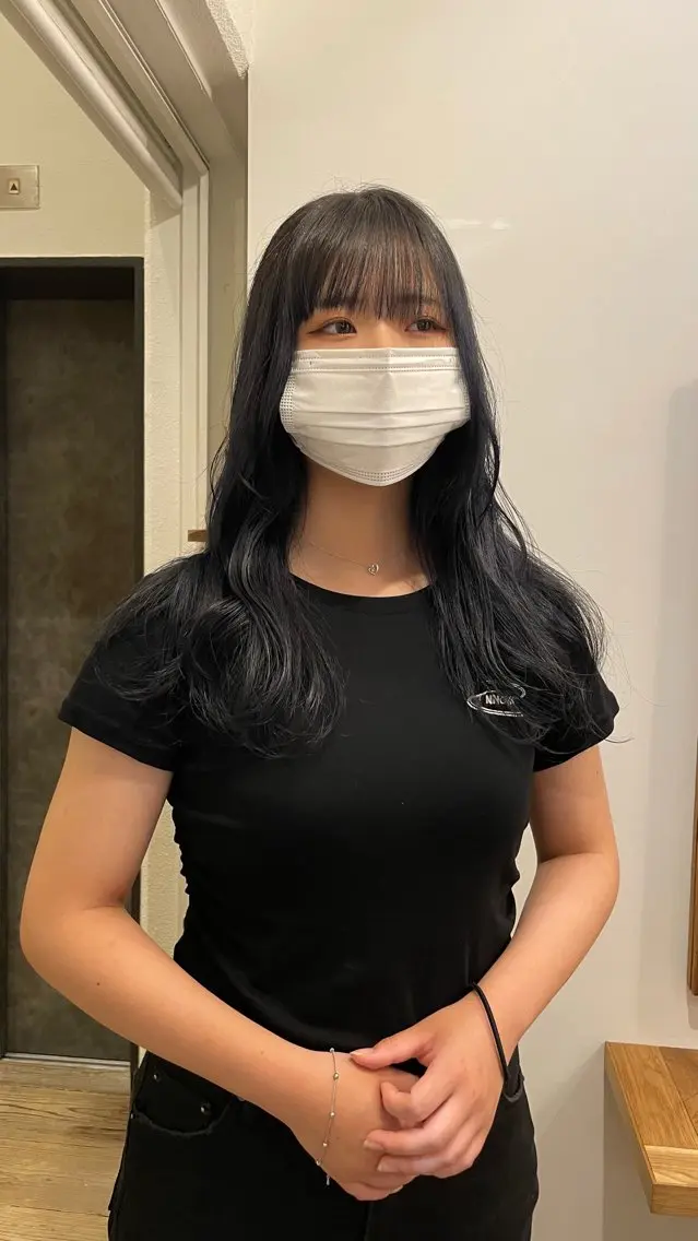ロング カラー 黒髪 ブルーカラー ブルーブラック 原宿/ケパーマ 🧺ユウマのヘアスタイル