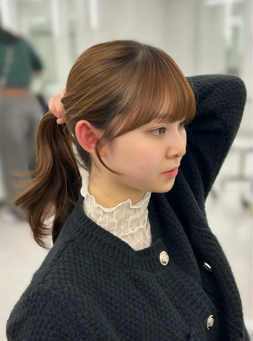 ロング カラー 顔周りカット カット ヘアカラー トリートメント 韓国ヘア/顔周り ヘアセット/加藤優里のヘアスタイル