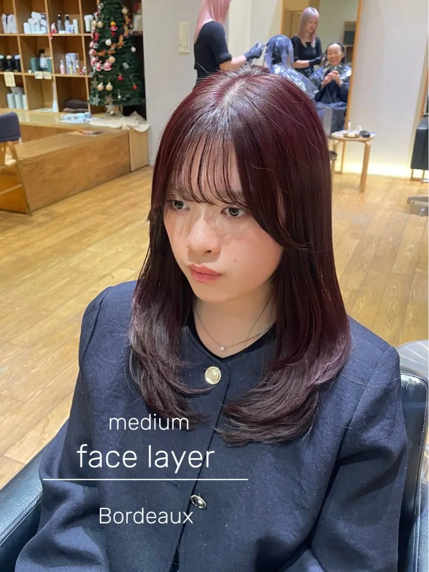 ミディアム カラー ボルドーカラー レイヤーカット 縮毛矯正/レイヤー 🌙児玉光瑠のヘアスタイル
