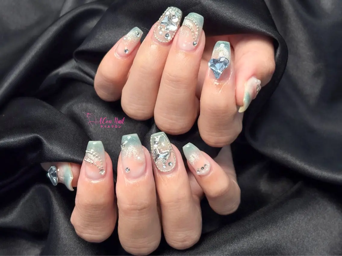 ネイル 桜ネイル 長さ出し フラワーネイル フレンチネイル ジェルネイル ハンドネイル ACon NailSalonのネイルデザイン