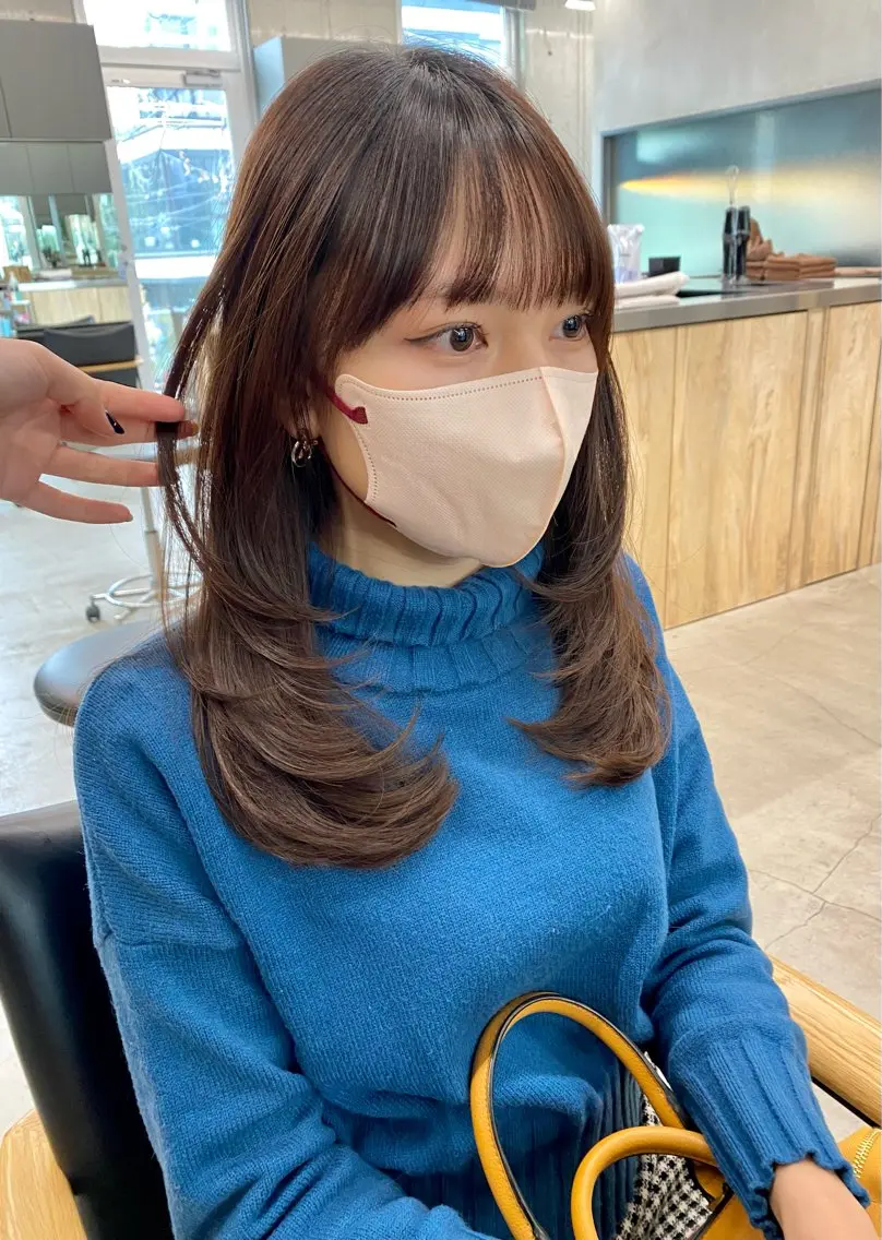 ミディアム カラー カット ヘアカラー トリートメント Saki/レイヤー/ 韓国/透明感カラーのヘアスタイル