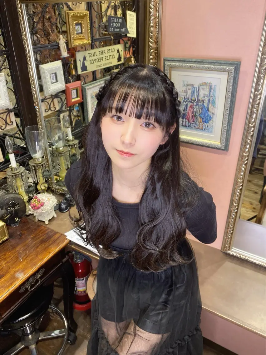 ロング カラー ヘアアレンジ 黒髪 海音 心斎橋美容室のヘアスタイル