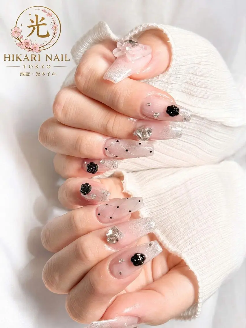 ネイル チークネイル 長さ出し フレンチネイル ガーリー ハロウィン ハンドネイル HikariNail Ikebukuroのネイルデザイン