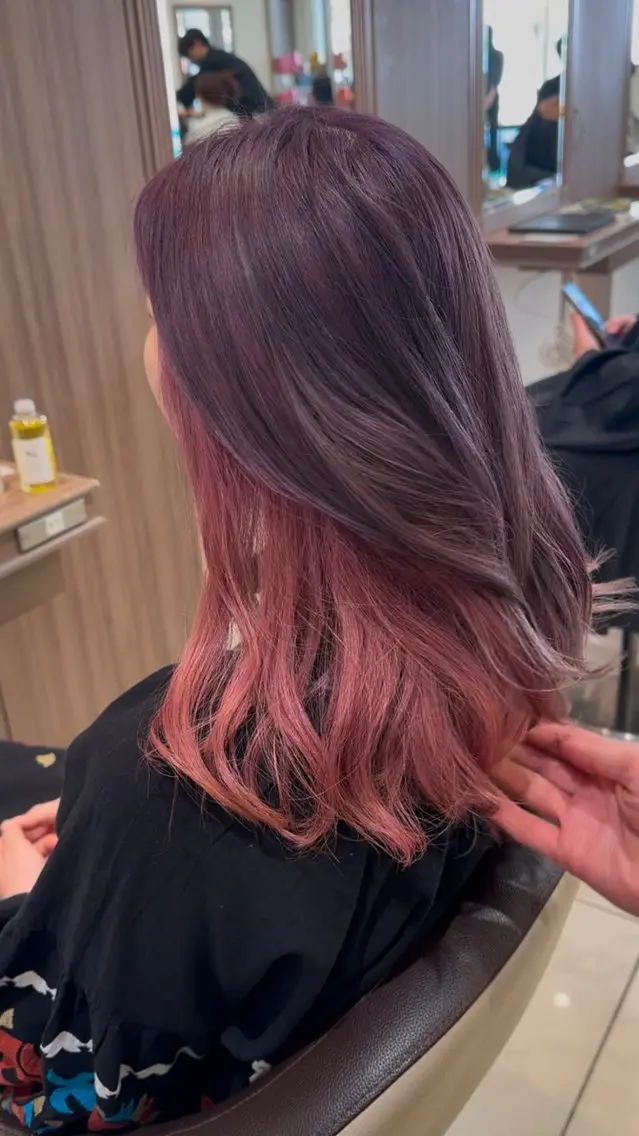 セミロング カラー ブリーチ🎨デザイン カラー/れいじ🩶のヘアスタイル